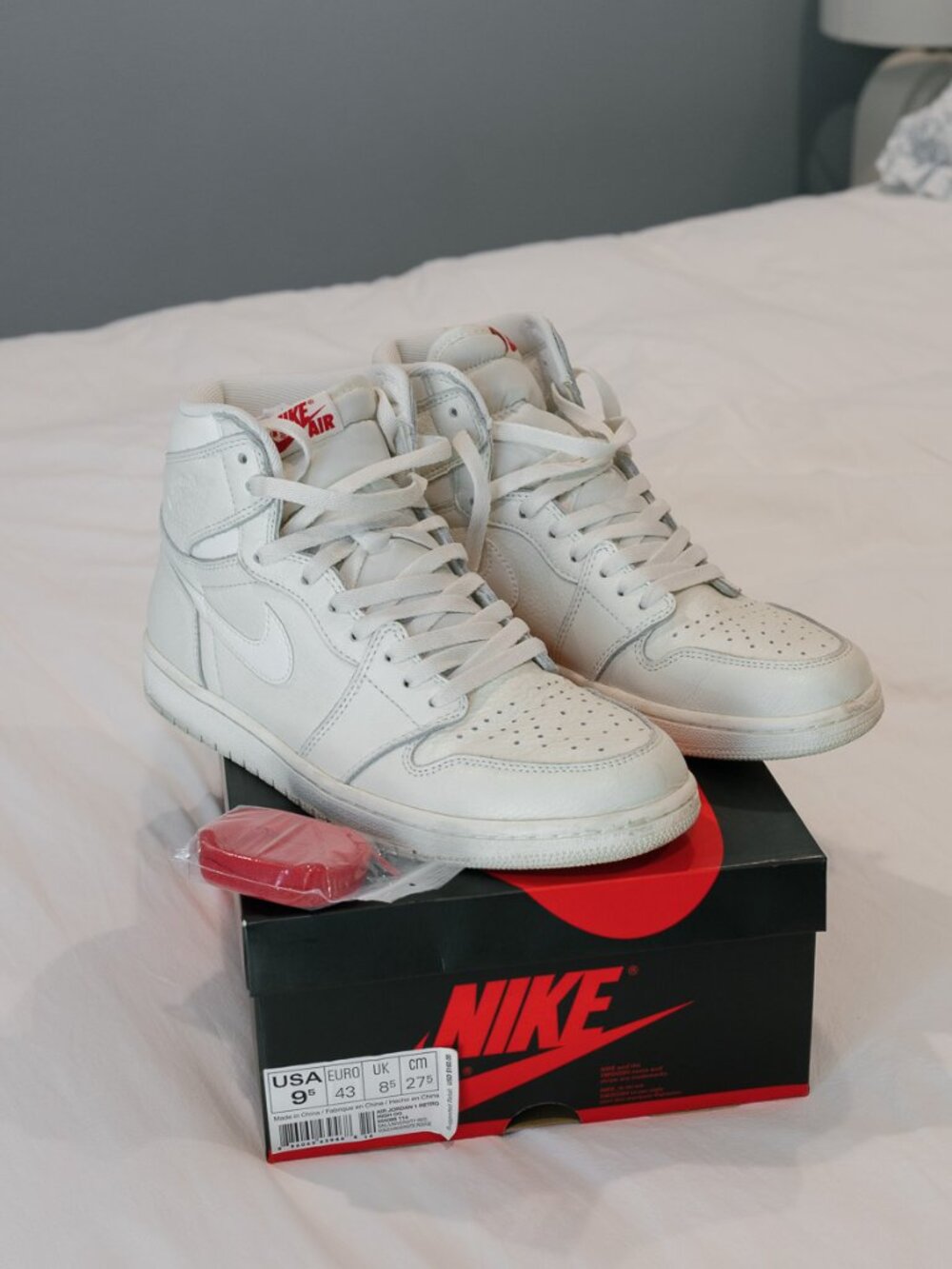 Nike Air Jordan 1 Retro High OG Shoes - Sail/University Red - Men's Size 10